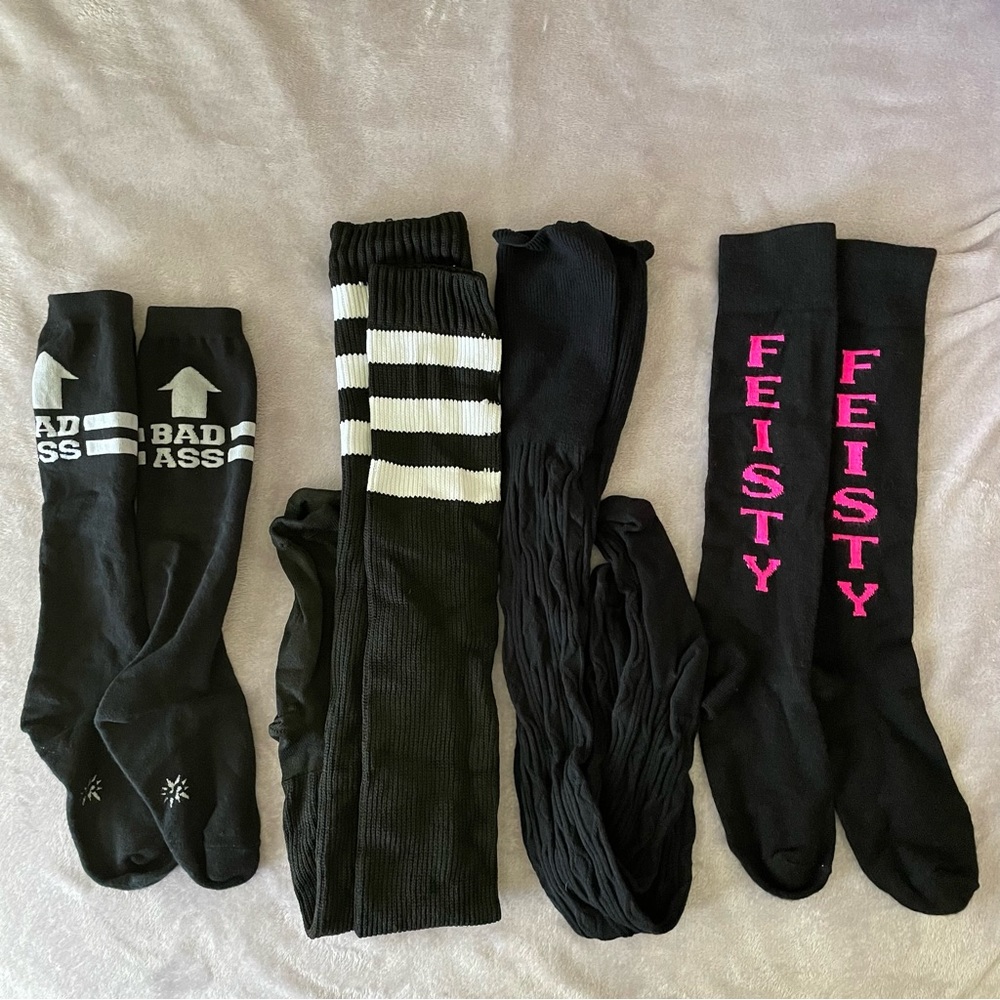 Lot of 4 pairs Socks Knee High and Thigh High